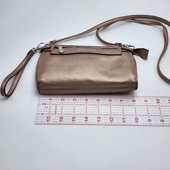Liz Claiborne Elly Rose Gold Metallic Convertible Wristlet Crossbody Bag - Picture 8 of 9